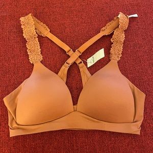 NWT Aerie 32C Silky Soft Burnt Orange Wireless Bra Bralette With Plunge V
